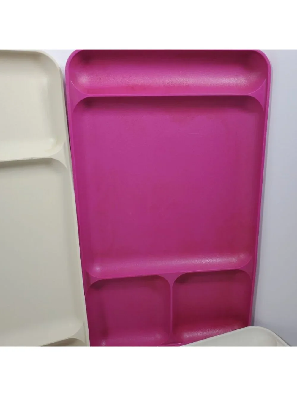 Tupperware Lunch Trays 10 Divided Dinner Camping Blue Cream Purple 1535 Vintage - Picture 3 of 11